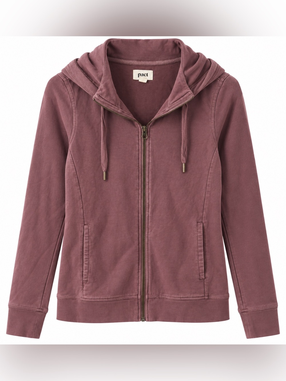 PACT Organic Cotton Full Zip Hoodie Women’s XS Dusty Mauve Athleisure